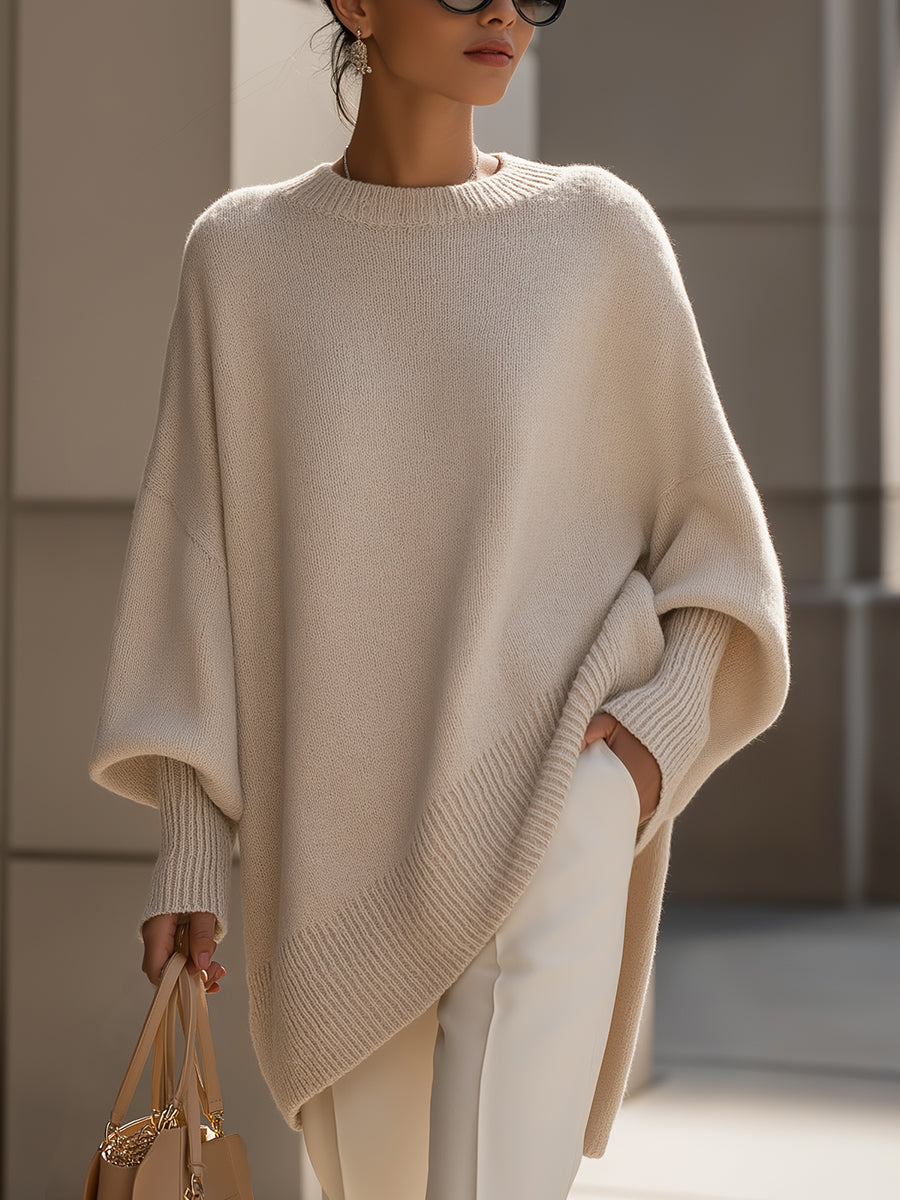Evelyne – Elegancki sweter z asymetrycznym dołem