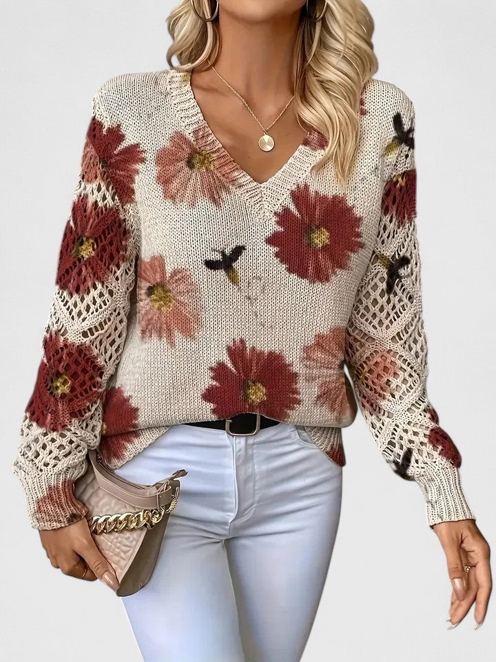 Wysława – Elegancki sweter z kwiatami