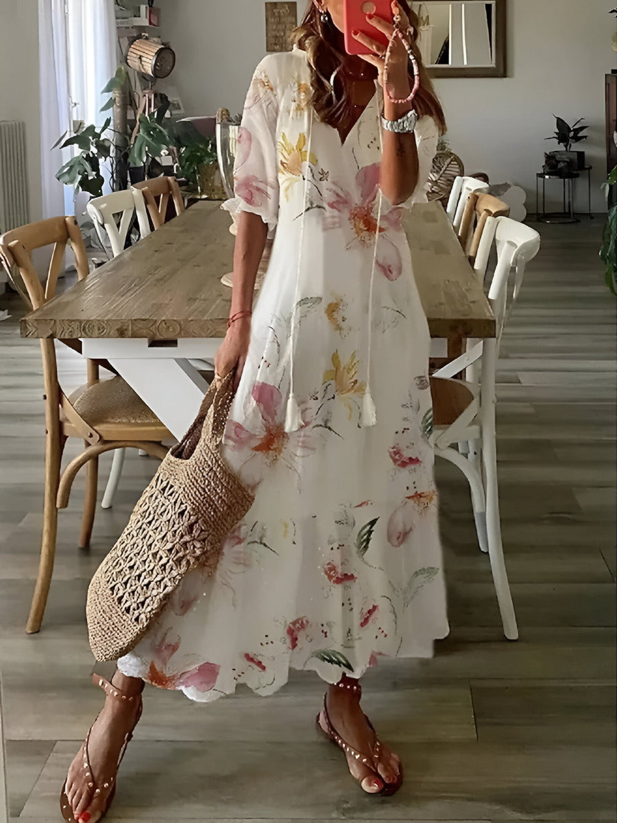 Wiosna - Zwiewna sukienka w stylu boho